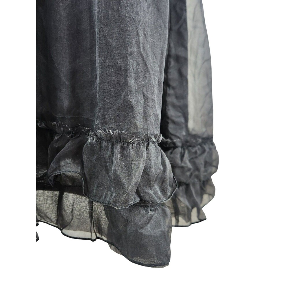 Anthropologie Zehavale Black Lace Tulle Silk Sheer Mini Dress Size 10 - Picture 8 of 12